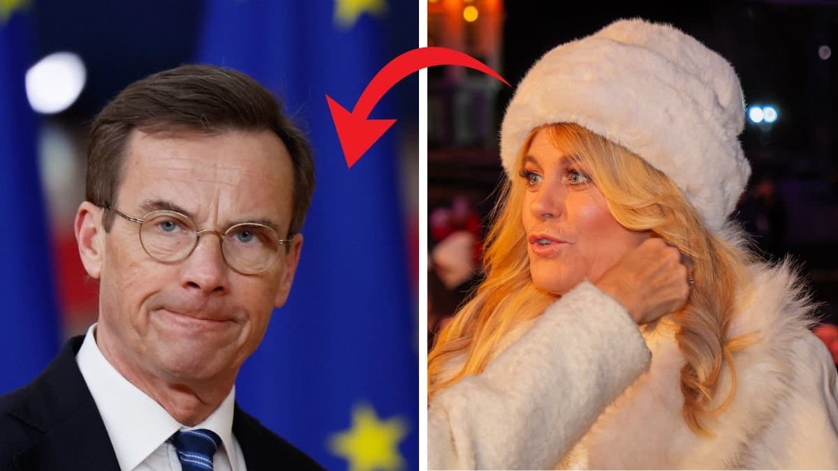Ulf Kristersson till vänster, Pernilla Wahlgren till höger.