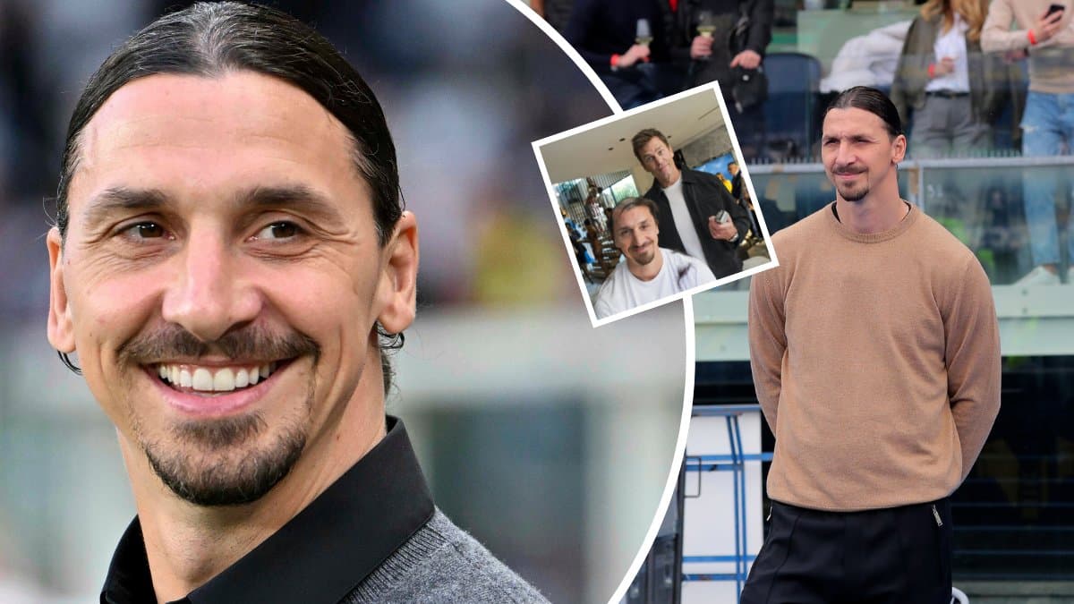 Zlatan närbild vänster. Zlatan under en fotbollsmatch höger. En utklippt bild på Zlatans instagraminlägg med nya frisyren i mitten.