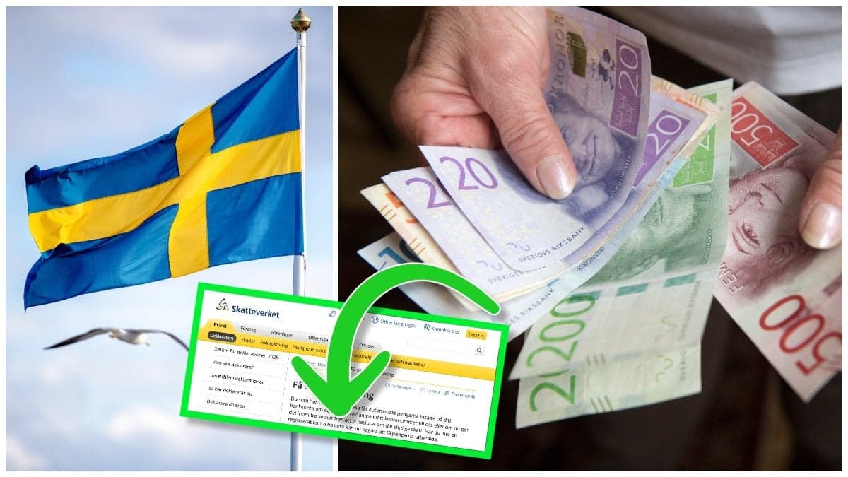 Sverigeflagga och svenska sedlar