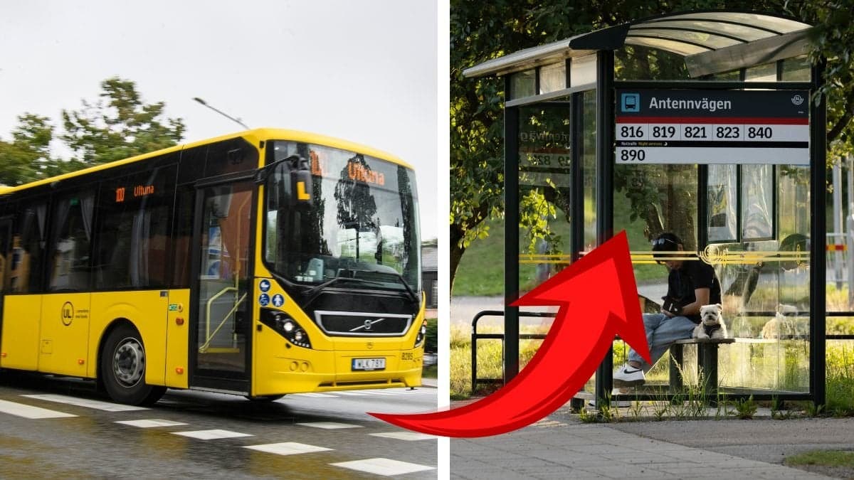 Buss vänster. Busshållsplats höger.