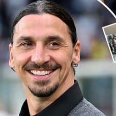 Zlatan närbild vänster. Zlatan under en fotbollsmatch höger. En utklippt bild på Zlatans instagraminlägg med nya frisyren i mitten.