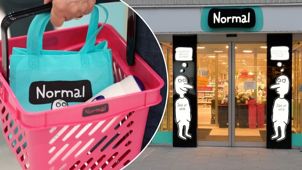 Bilder på Normal-korg och en Normal-butik.