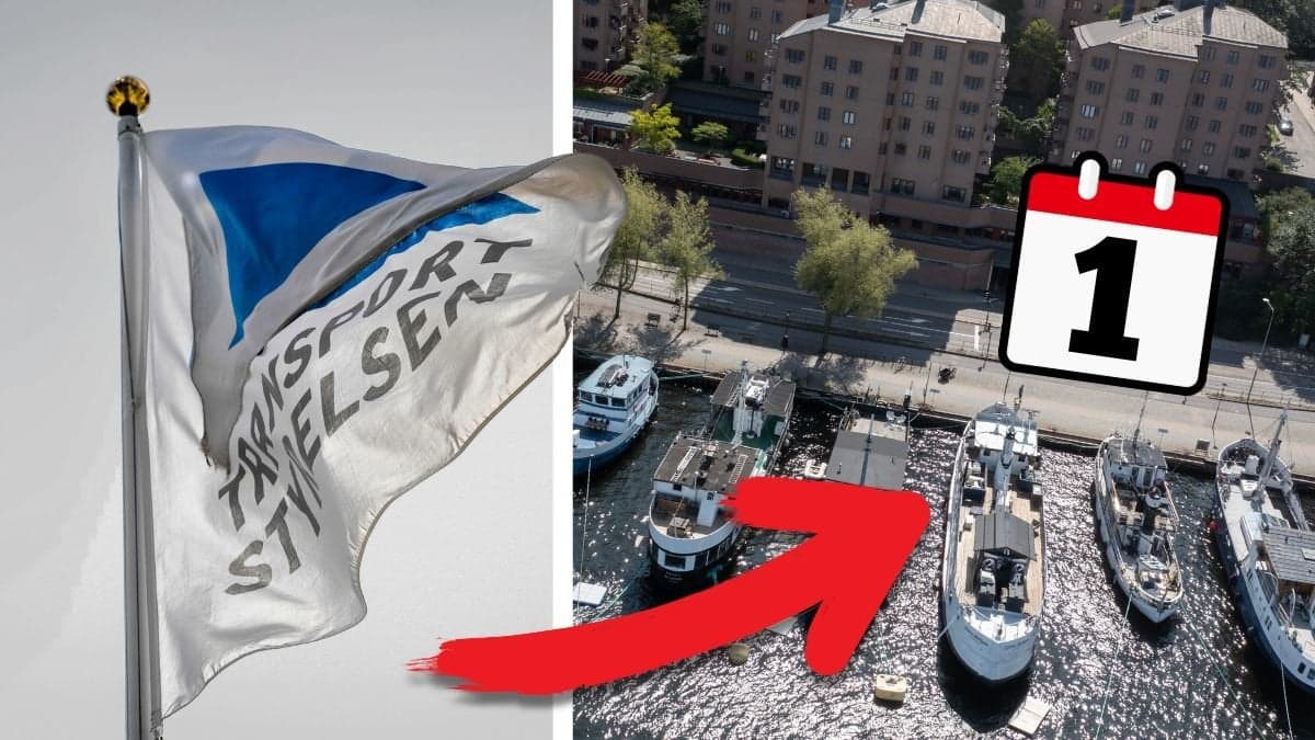 Transportstyrelsen flagga och båtar.