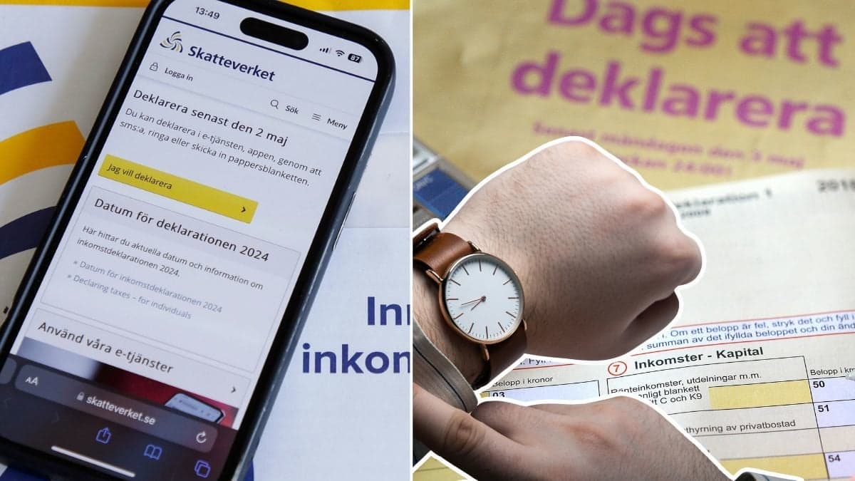 Deklaration, och en person som tittar på sin klocka.