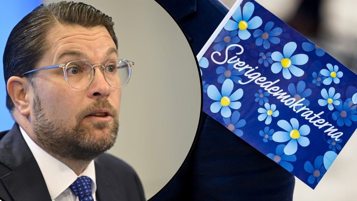 Jimmie Åkesson och Sverigedemokraternas logga.