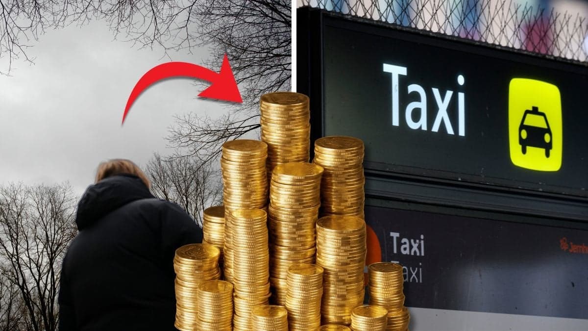 Kvinna och en taxi.
