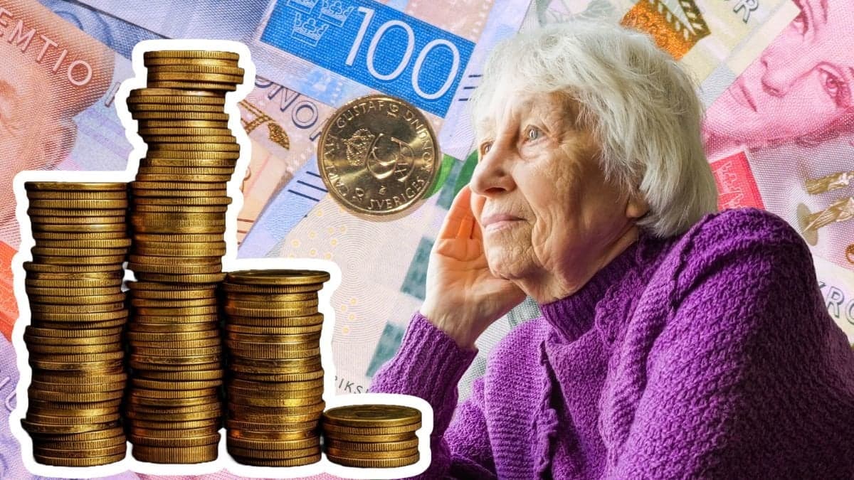 Svenska sedlar och en äldre kvinna