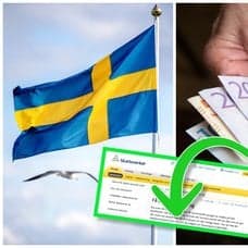 Sverigeflagga och svenska sedlar