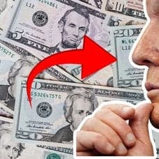 dollars i bakgrunden. utklippt närbild på Donald Trump i profil höger.