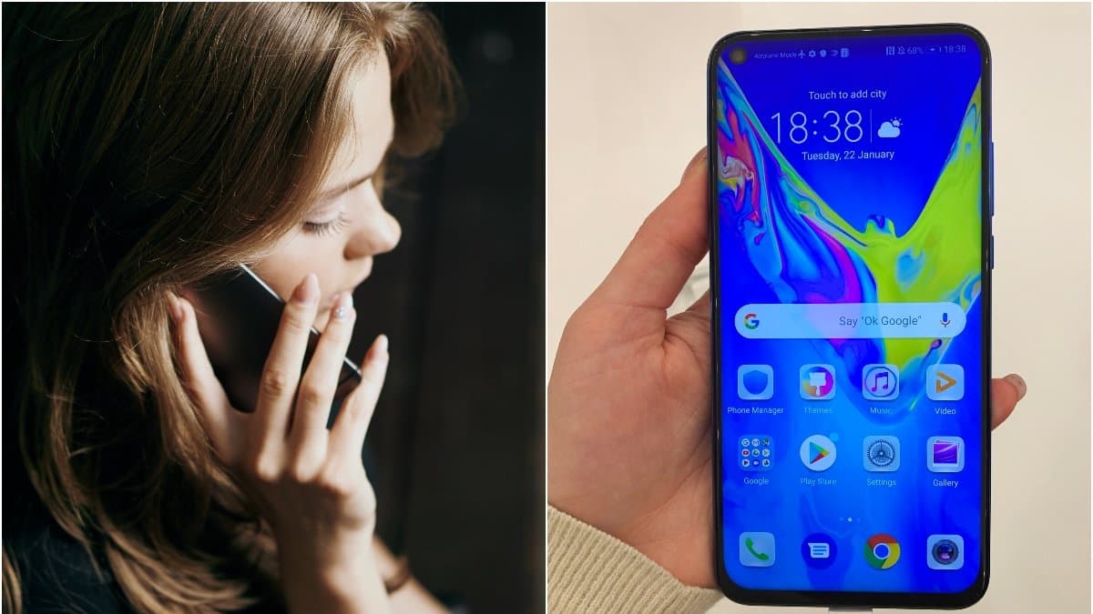 Kvinna som pratar i telefon, Honor View 20