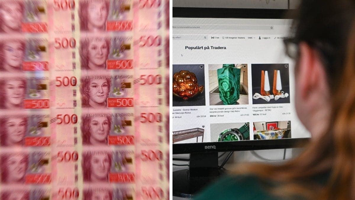 Bilder på sedlar och Tradera.