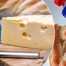 Bilder på ost och kaviar.