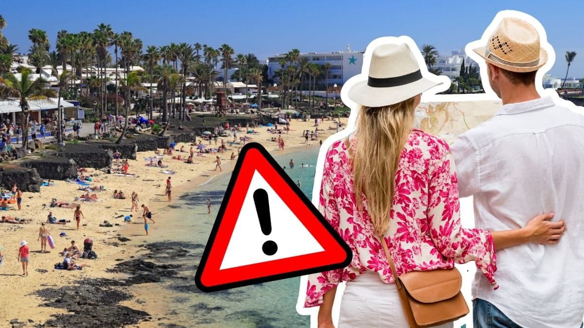 Strand på Kanarieöarna och turister