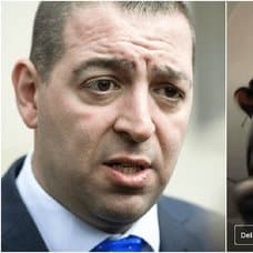 En bild på Roger Haddad, en skärmdump från Facebookvåldtäkten och en bild på en polisbil.