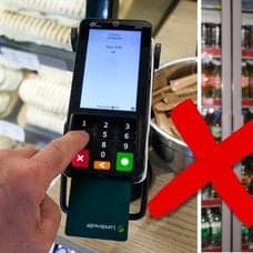 Betala med kort och kiosk.