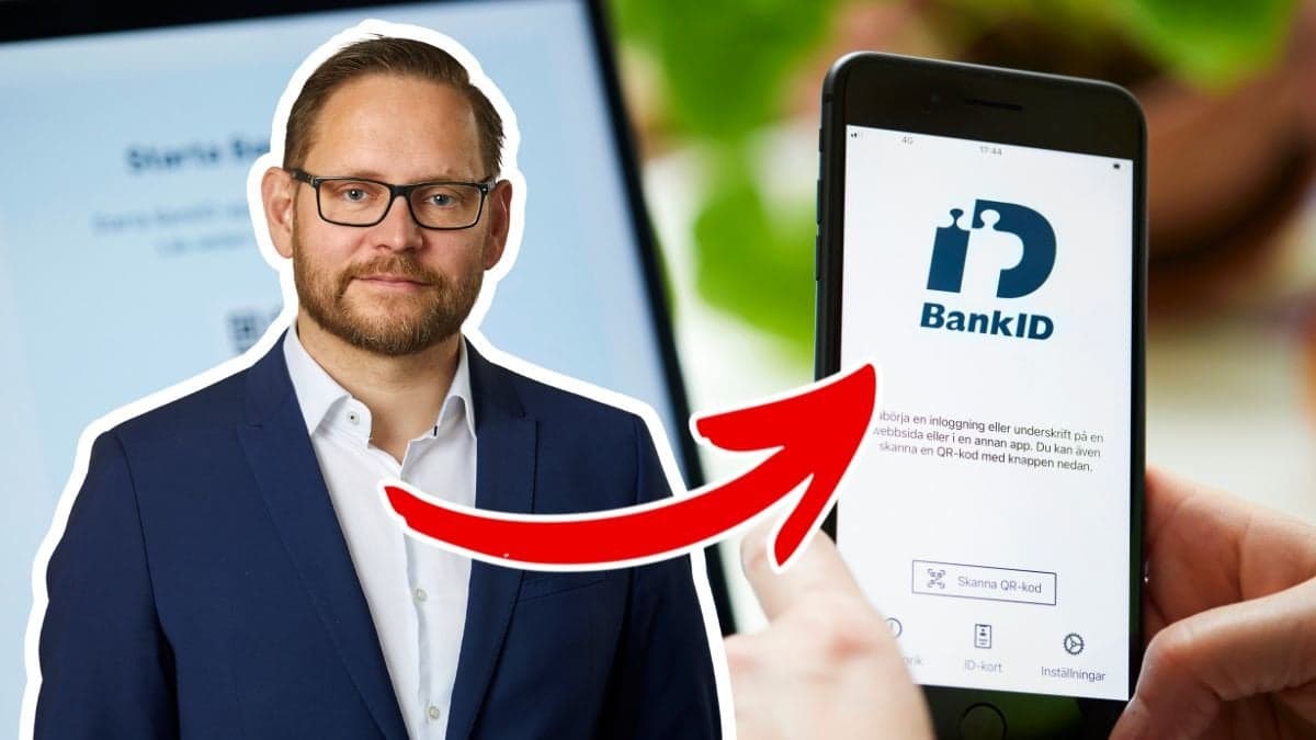 Andreas Bergqvist och BankID-appen på en mobiltelefon