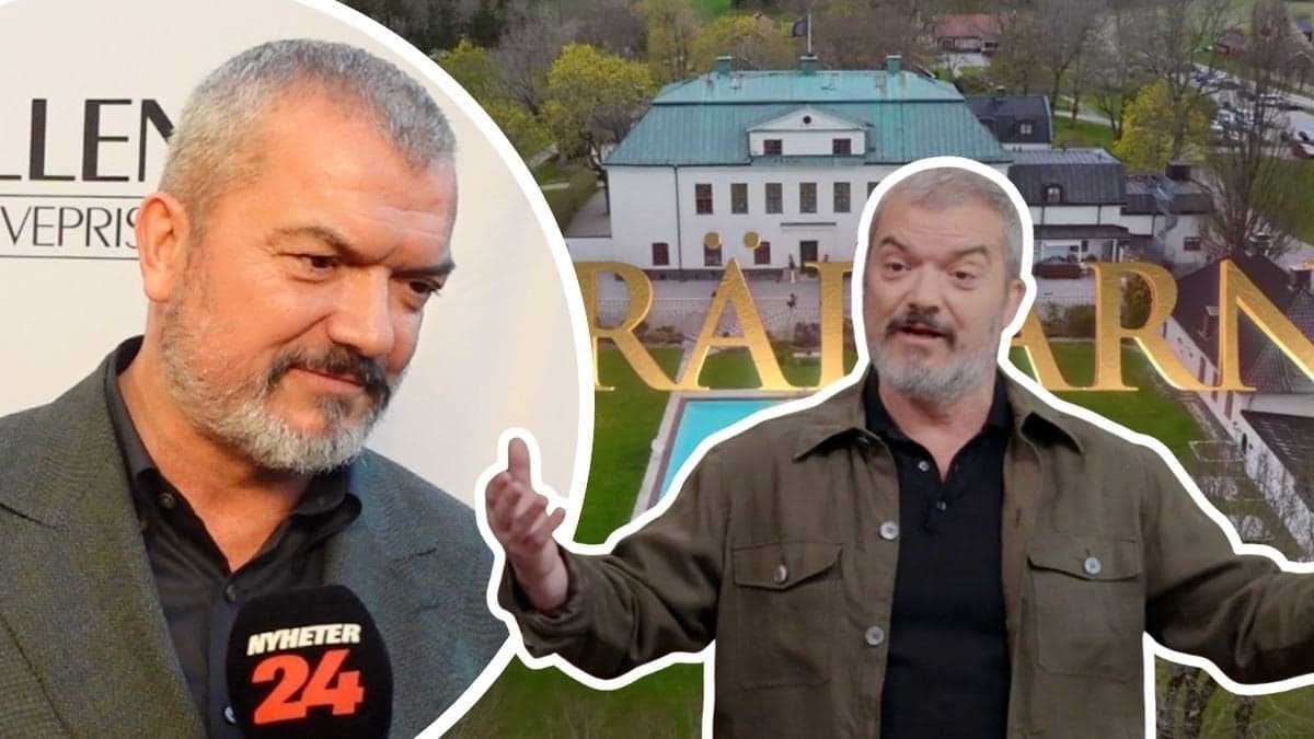 Dragomir Mrsic intervjuas av Nyheter24, bild på Häringe slott och en bild på Dragomir Mrsic i Förrädarna
