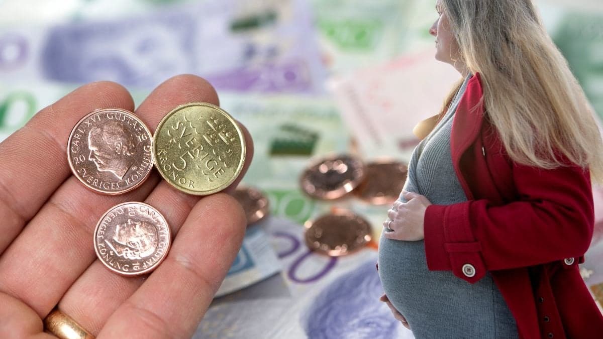 Gravidpeng och en gravid kvinna.