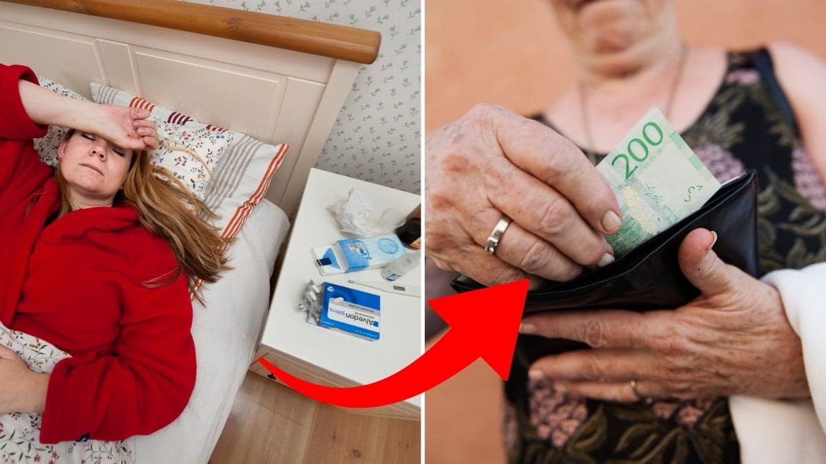 Sjuk kvinna och pengar