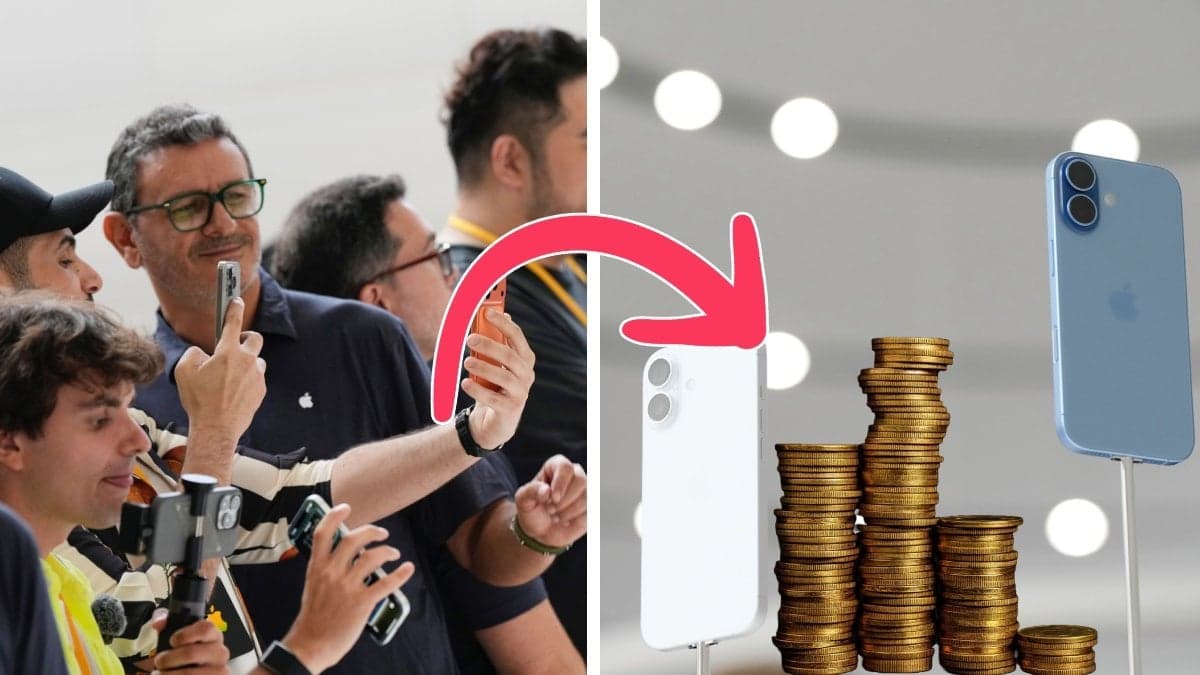 Personer som testar nya Iphone och iPhone 17.