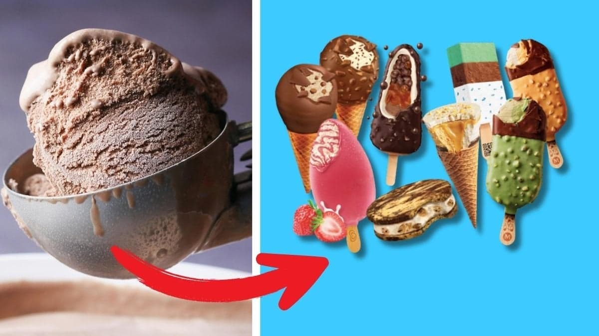 Glasskopa till vänster. GB Glace nyheter till höger.