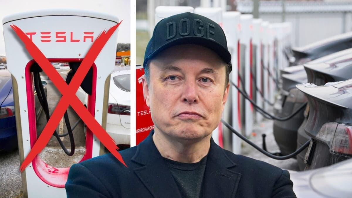 Elon Musk och Tesla-laddplats.