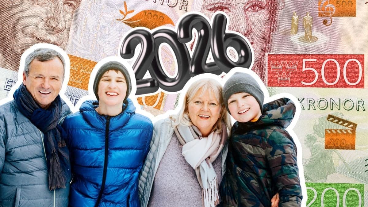 En barnfamilj och svenska sedlar