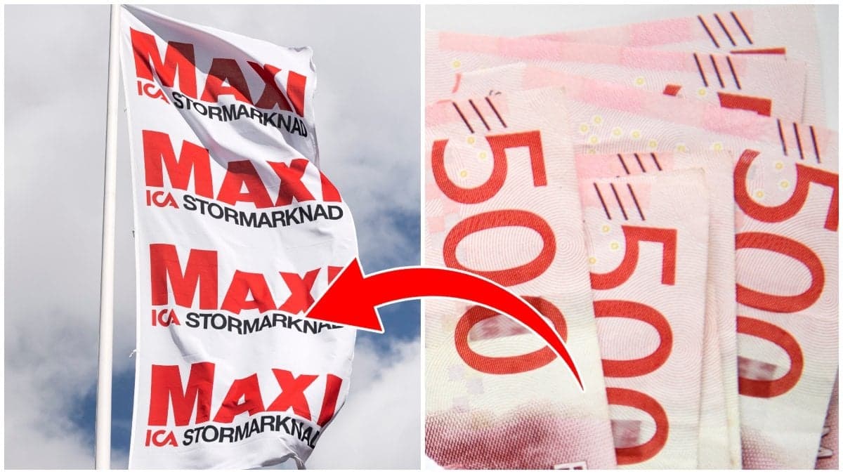 En Ica Maxi-flagga och 500-lappar.