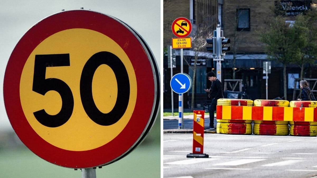 %0-skylt, avstäng väg