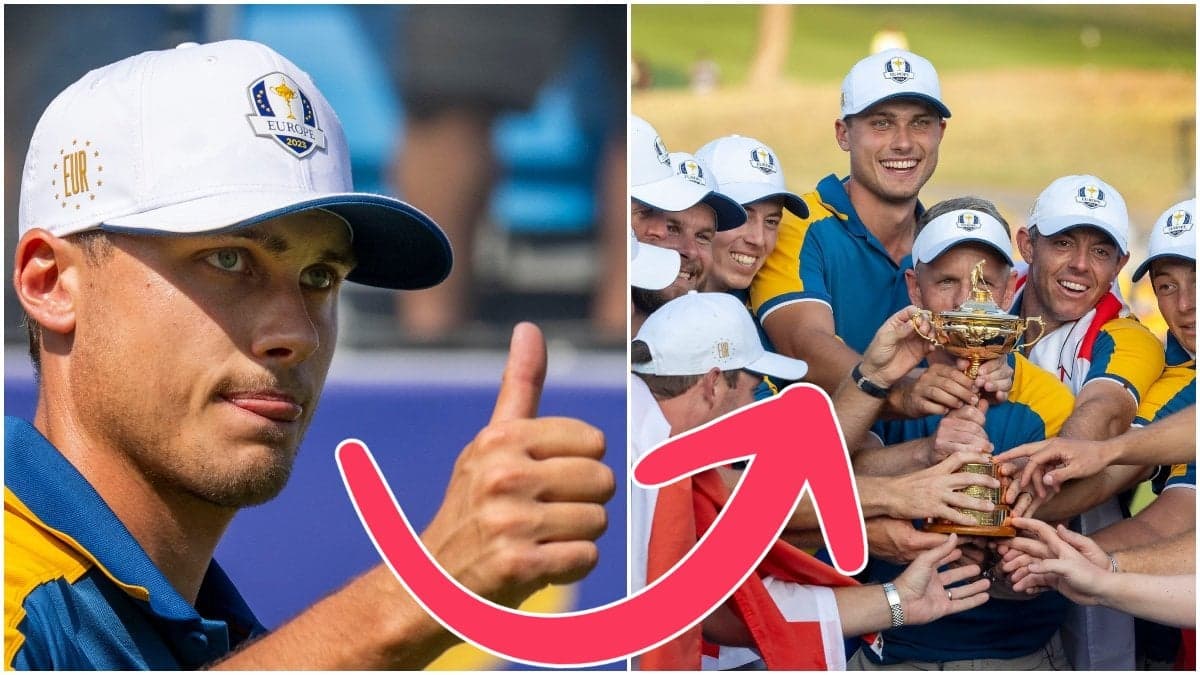 Ludvig Åberg i samband med Ryder cup.