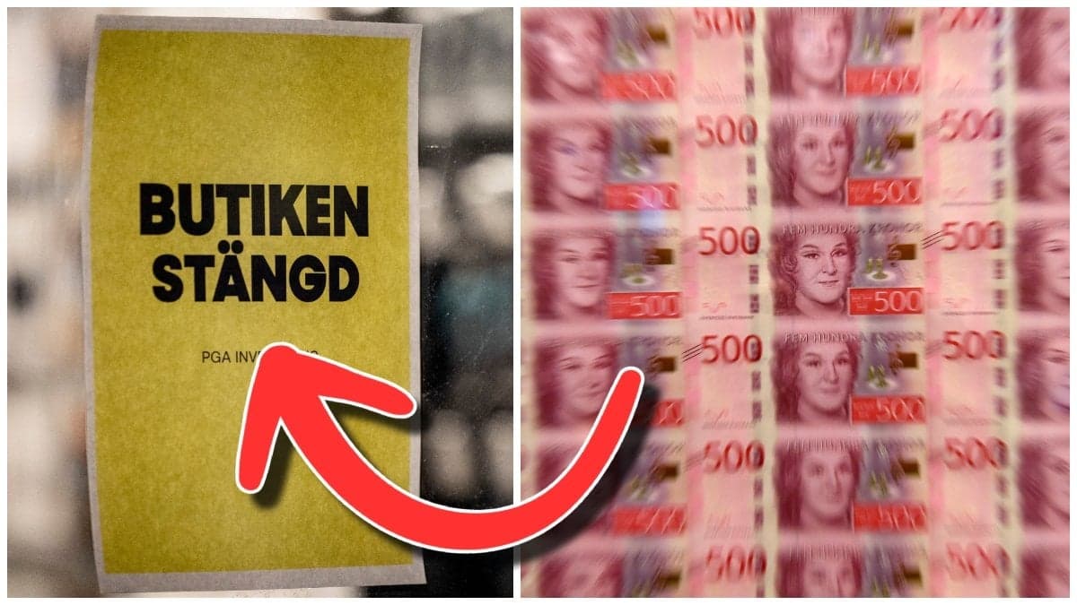 Konkurs och utförsäljning och femhundralappar.