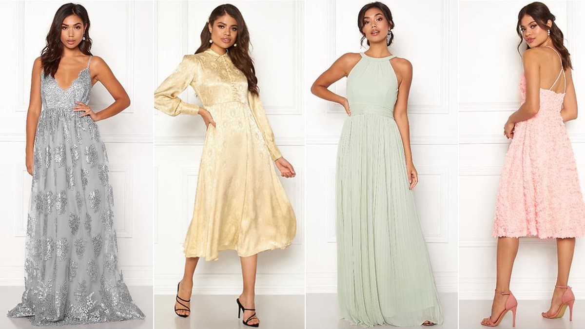 Klänningar och jumpsuits, budget och lyx, att satsa på om du ska på bröllop i höst 2019.