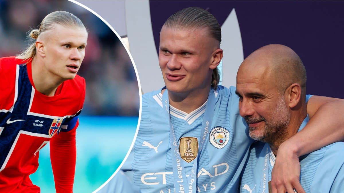 Erling Haaland och Pep Guardiola.