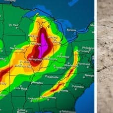 Väderkarta vänster. Uttorkad mark höger.