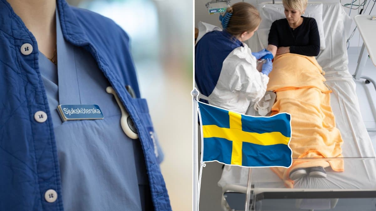 Sjukhus, flaga, patient, sjuksköterska 