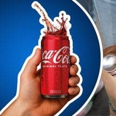 Coca-Colas miniburk och pant i en papperspåse