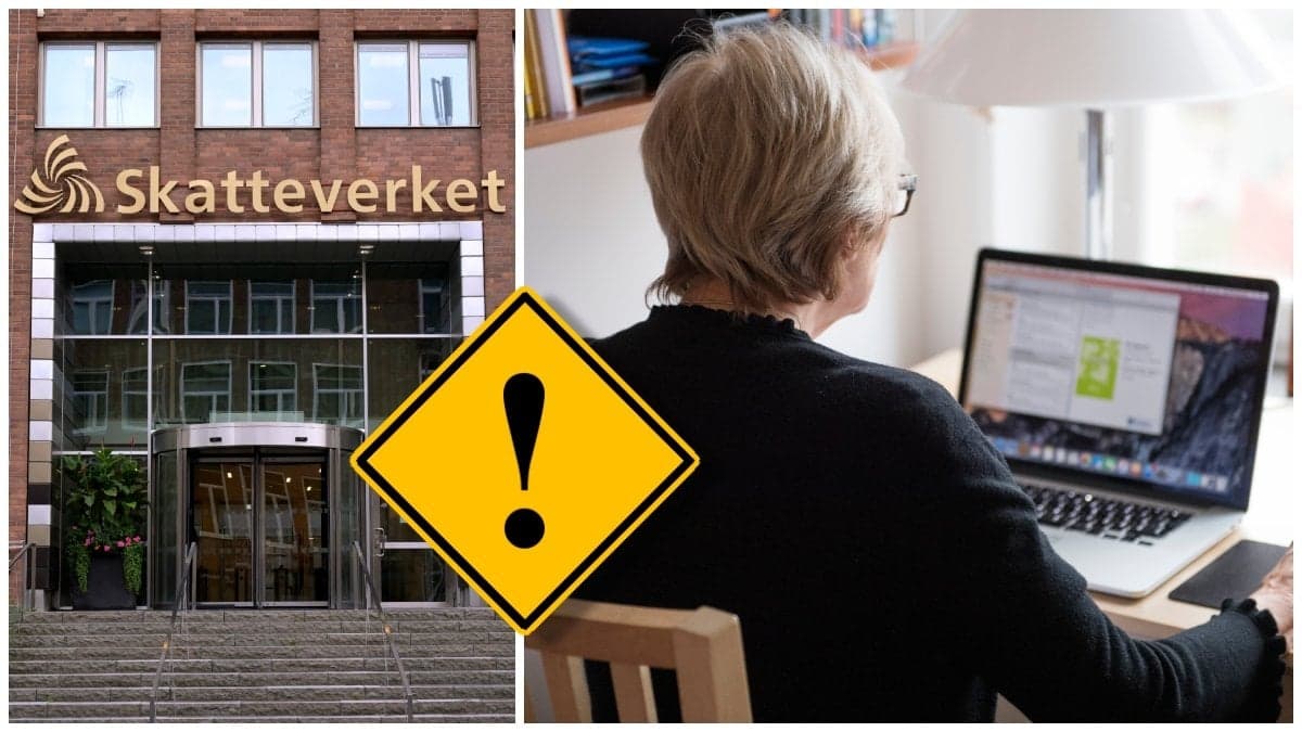 Skatteverkets kontor och en äldre kvinna vid en dator