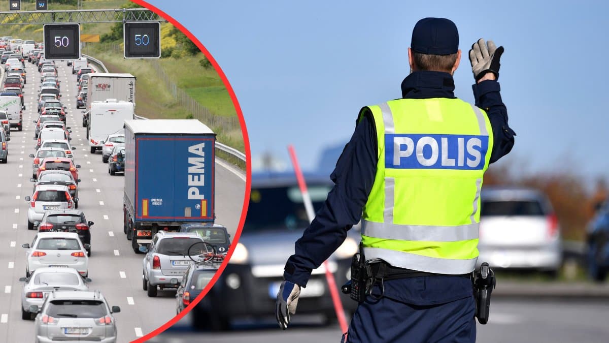 Trafikpolis, bilar på E4