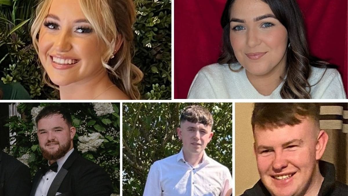 Chloe Hipson, Chloe McGee, Alan McCluskey, Shay Duffy och Dylan Commins omkom i bilolyckan.