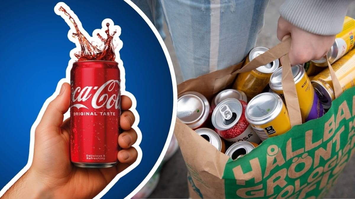 Coca-Colas miniburk och pant i en papperspåse