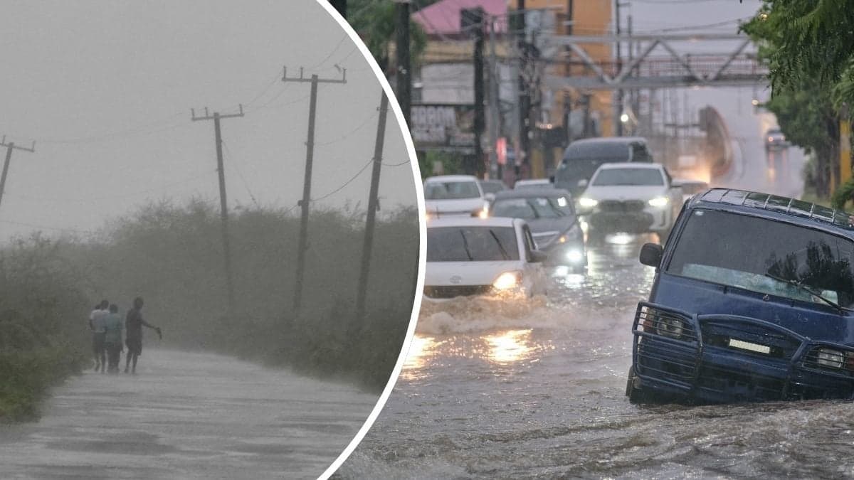 Bilder på vad Stormen Melissa orsakat.