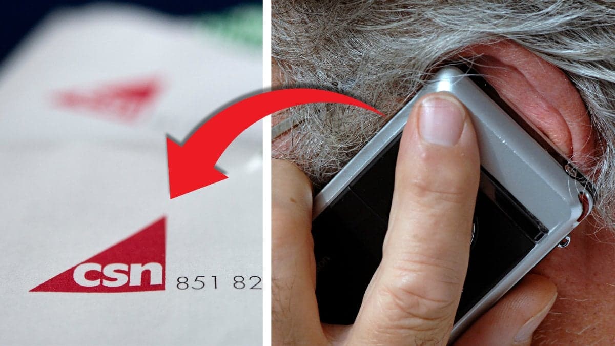 Csn och äldre man pratar telefon.