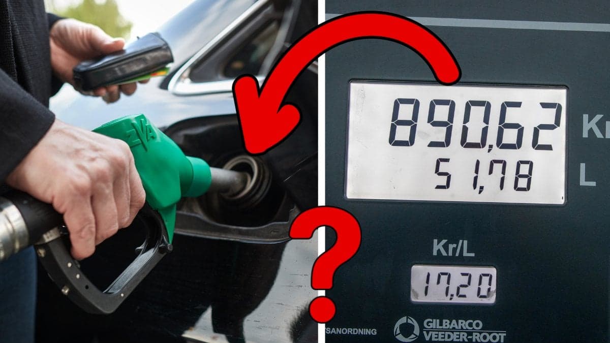 Tanka bilen och bensinpump.