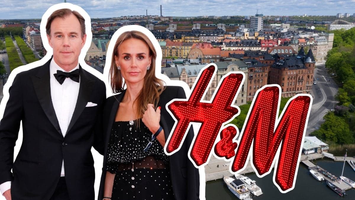 Karl-Johan Persson med frun Leonie Gillberg och H&M:s logga