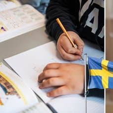 Barn i skola och Svensk flaga 