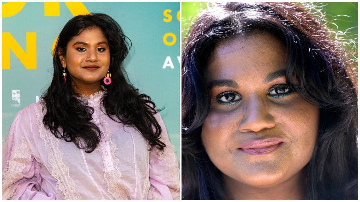 Två bilder på Shanthi Rydwall Menon.