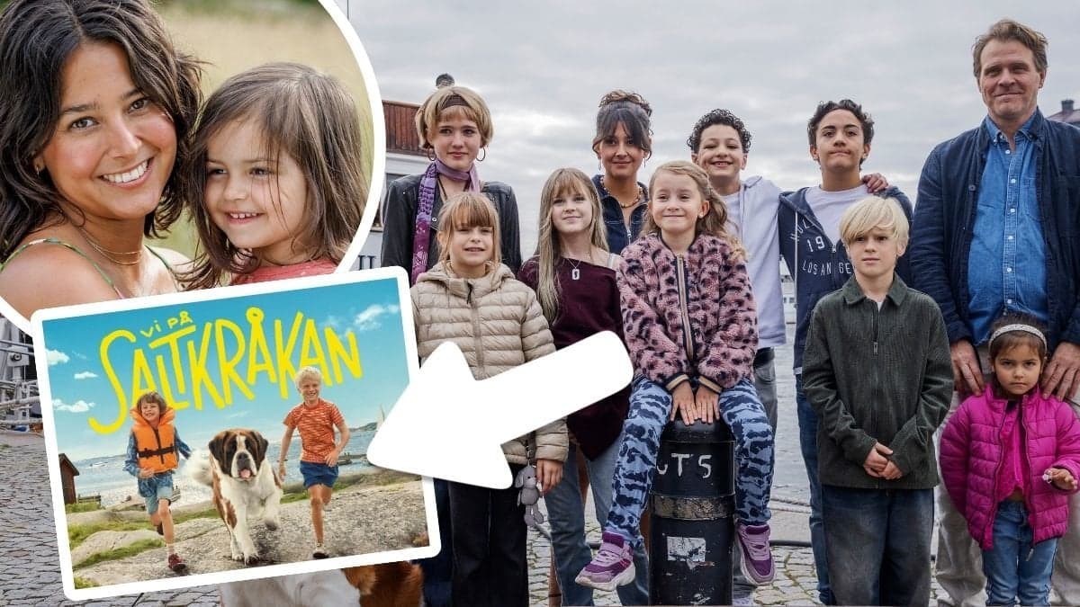 Malin och Skrållan, omslaget till Vi på Saltkråkan och skådespelarna i nyinspelningen av serien