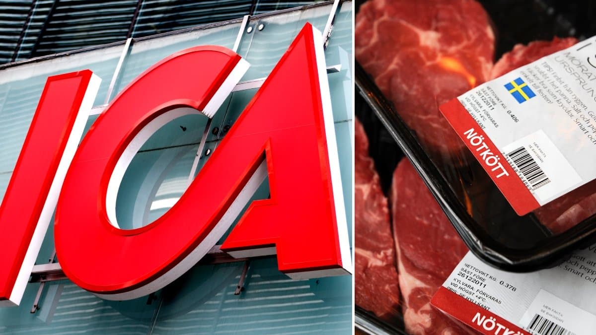 Ica-loggan och entrecôte i förpackning. 
