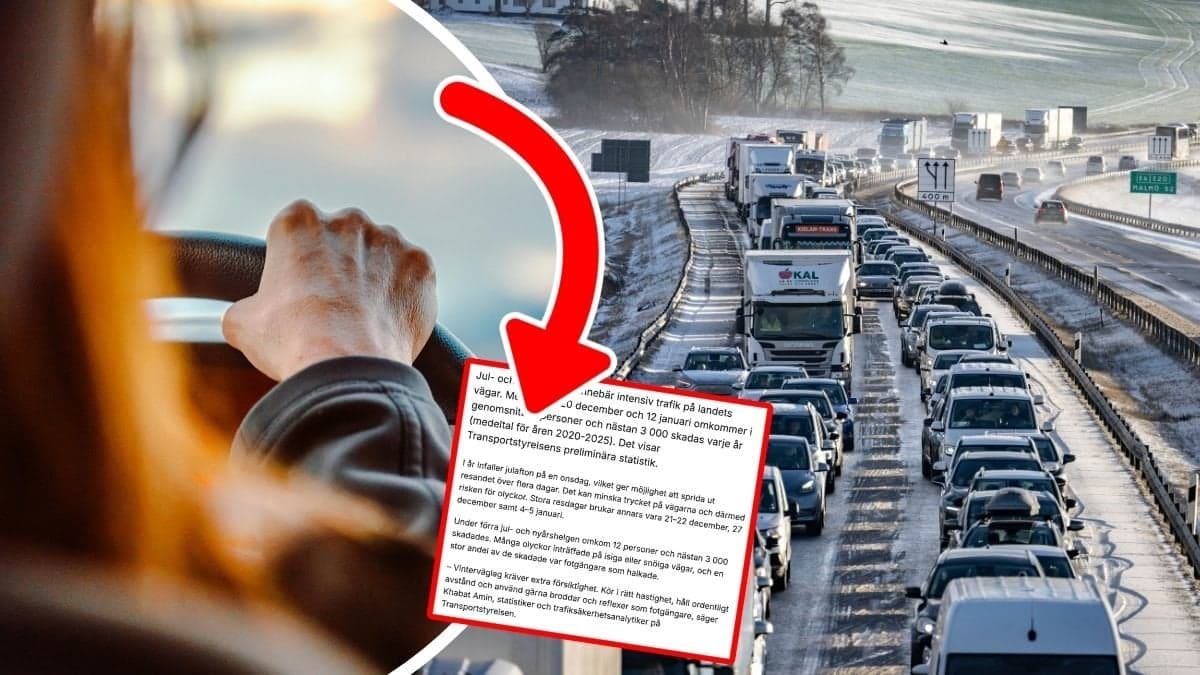 Kvinna med händerna på ratt och bilköer under vintern