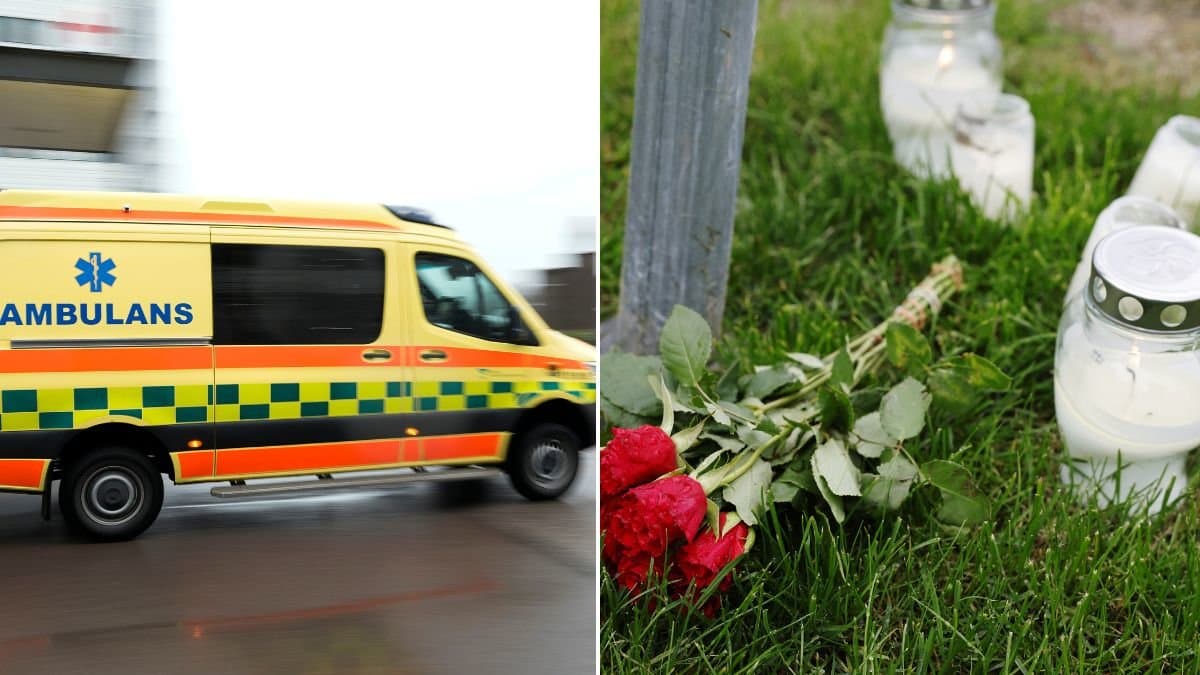 Ambulans och minnesplats.